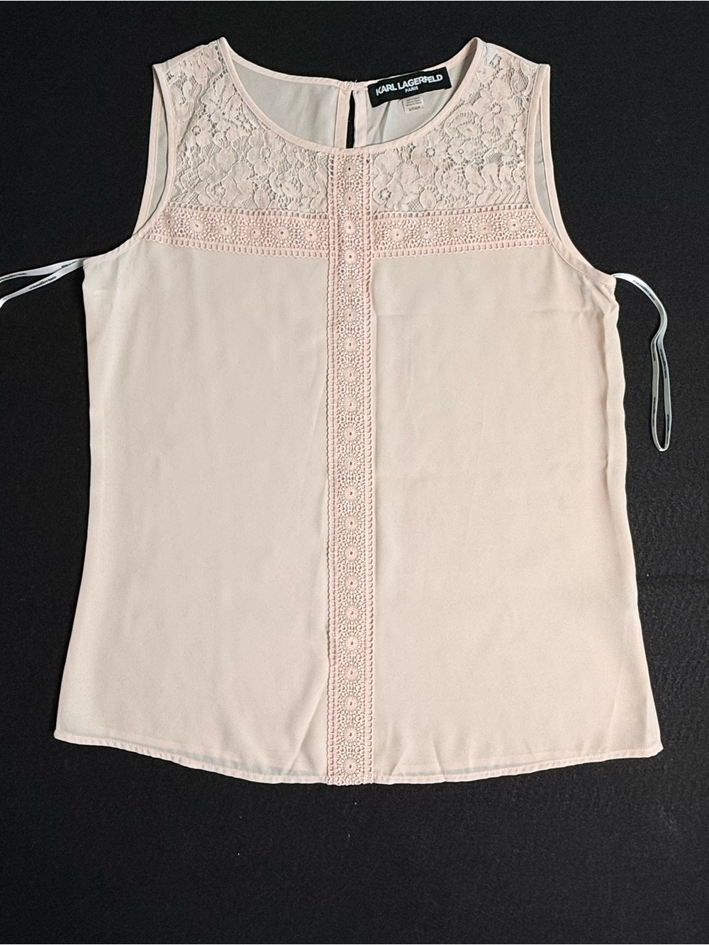 Karl Lagerfeld Paris Blush Lace Crochet Sleeveless Blouse Women’s S